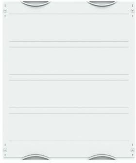 Graue Metallplatte mit horizontalen Linien und abgerundeten Ecken, vermutlich ein industrielles Bauteil oder Belüftungselement.