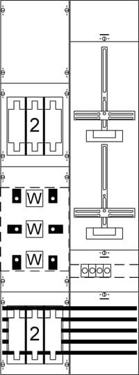 Ein vertikales Diagramm zeigt verschiedene elektronische Schaltpläne oder Leiterplattenlayouts mit nummerierten Bereichen und Symbolen.