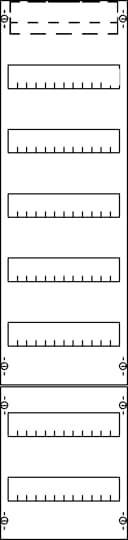 'Stimmzettel' mit langen Abschnitten und Platz für Markierungen. Rechter und linker Rand mit Pfeilsymbolen versehen. Geometrisches Layout.