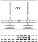'ZWT' Diagramm zeigt zwei vertikale Strukturen über einer gestrichelten Linie mit der Beschriftung 'Brückenträger' darunter.