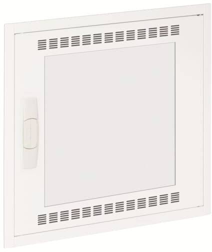 Weiße Lüftungsklappe mit Griff, geeignet für Wand- oder Deckenmontage, zeigt Belüftungsschlitze für Luftzirkulation.