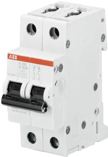 Doppelter Leitungsschutzschalter, 10 Ampere, zur Sicherung von elektrischen Stromkreisen, mit rotem Herstellerlogo oben links.
