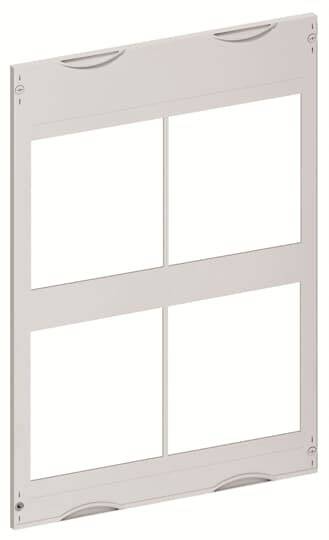 Ein Metallrahmen mit vier rechteckigen Ausschnitten, geeignet für verschiedene Montagen oder Befestigungen.