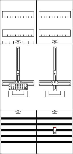 Ein Diagramm zeigt die Mechanik eines Geräts mit mehreren horizontalen und vertikalen Elementen und einer numerischen Skala.