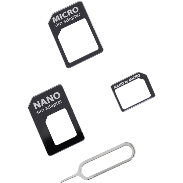 Vivanco SIMADAPSETVV SIM Adapter inkl. SIM Nadel Adaptiert von: Nano SIM, Micro SIM Adaptiert auf: Micro SIM, Standard SIM