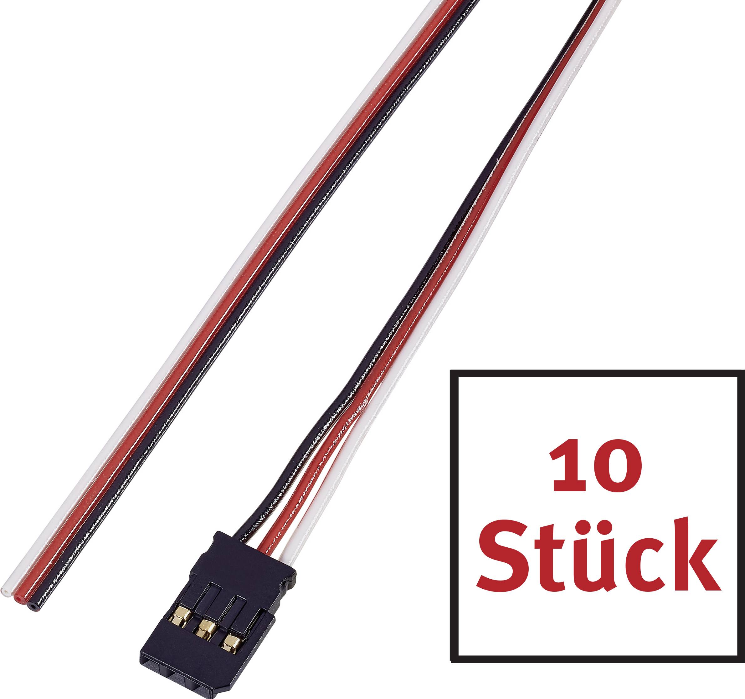 Reely Servo Steckerkabel [1x F-Buchse - 1x offene Kabelenden] 30.00cm 0.14mm² flach 10St.