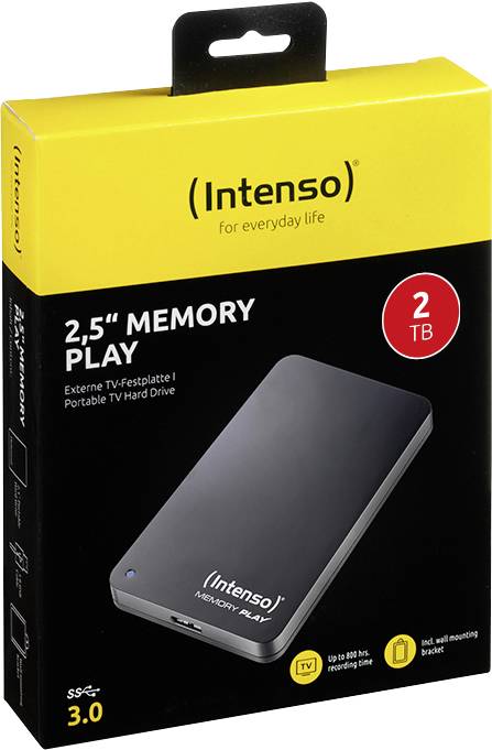 Intenso Memory Play 2TB Externe Festplatte 6.35cm (2.5 Zoll) USB-A (USB 3.2 Gen 1) Schwarz 6021480
