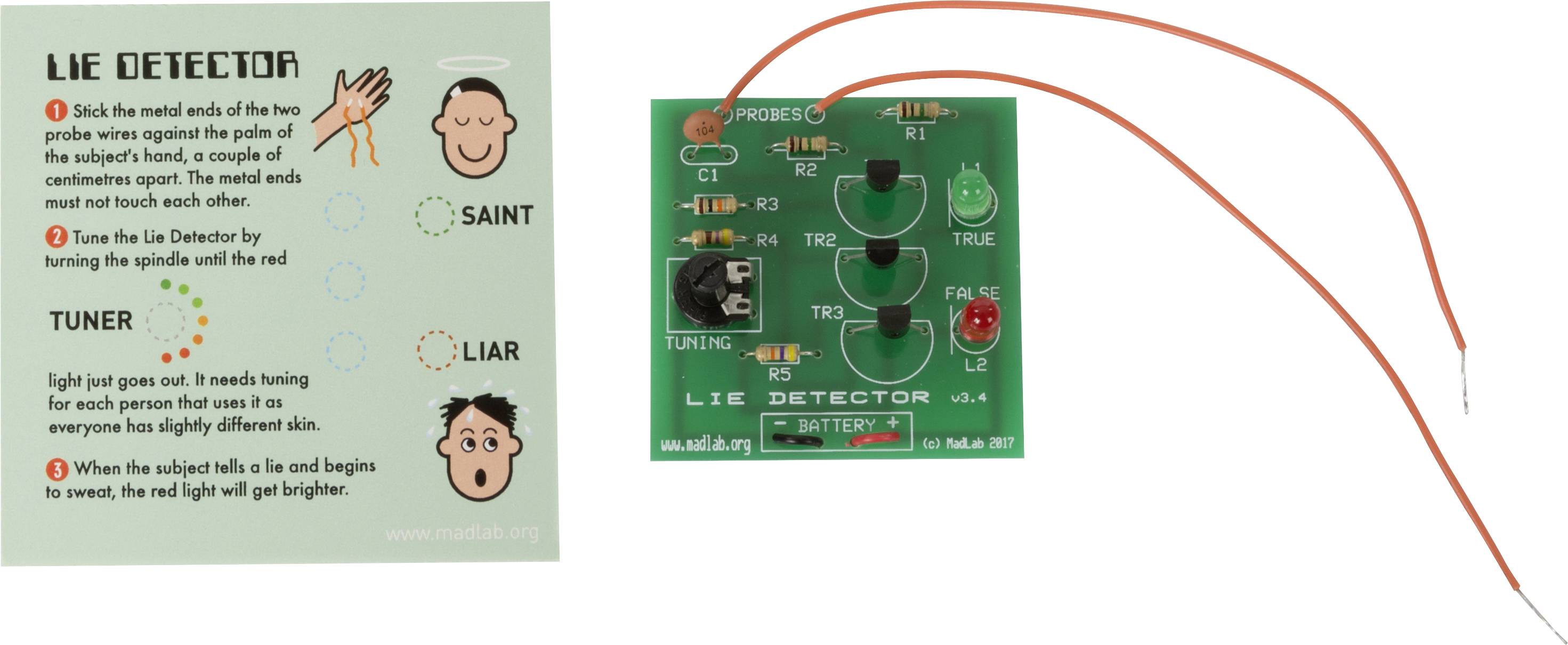 Whadda WSG106 Lügendetektor Ausführung (Bausatz/Baustein): Bausatz 9V