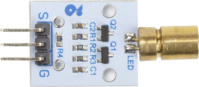 Foto eines elektronischen Moduls mit Steckverbindungen und LED-Komponenten, wahrscheinlich für Sensor- oder Steuerungszwecke.