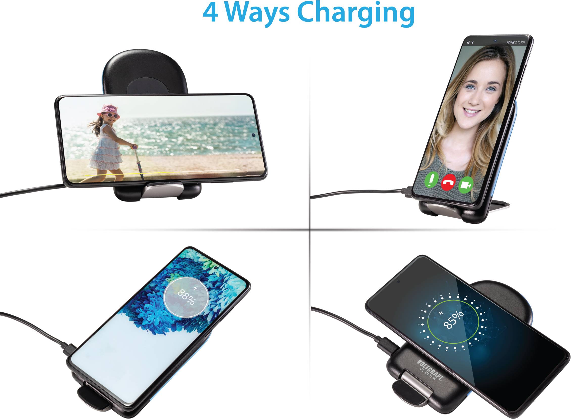 VOLTCRAFT Induktions-Ladeadapter 1670mA VC-QI-15W VC-11654140 Schwarz