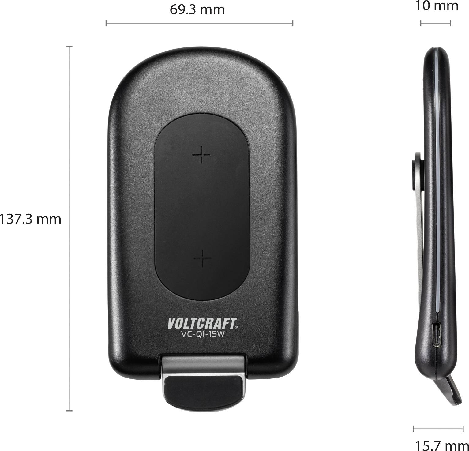 VOLTCRAFT Induktions-Ladeadapter 1670mA VC-QI-15W VC-11654140 Schwarz