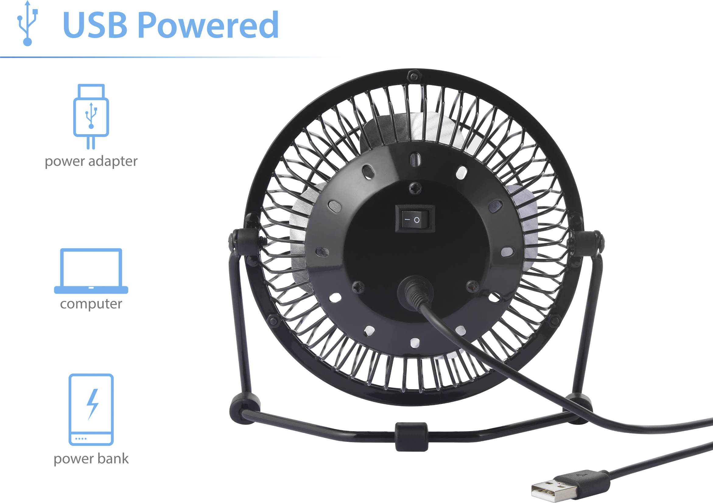 Basetech Tischventilator 2.5W (Ø x H) 145mm x 85mm Schwarz