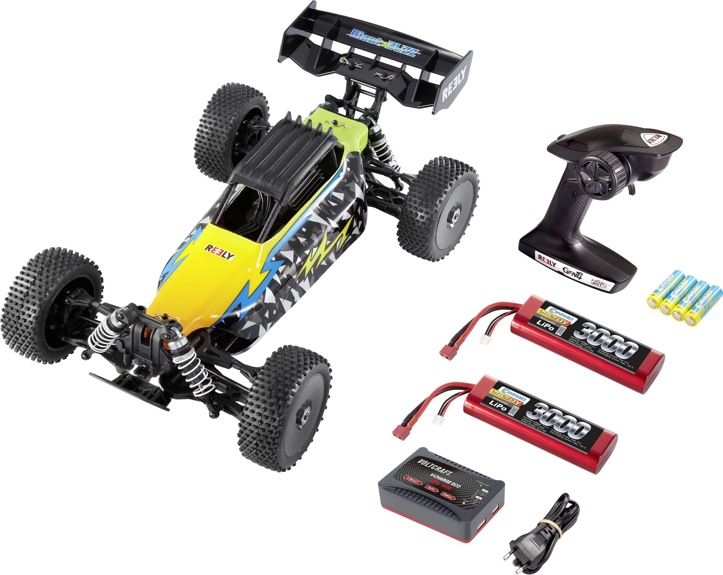 Reely Giant Buzz Brushless 1:8 RC Modellauto Elektro Buggy Allradantrieb (4WD) 100% RtR 2,4GHz inkl. Akku, Ladegerät und
