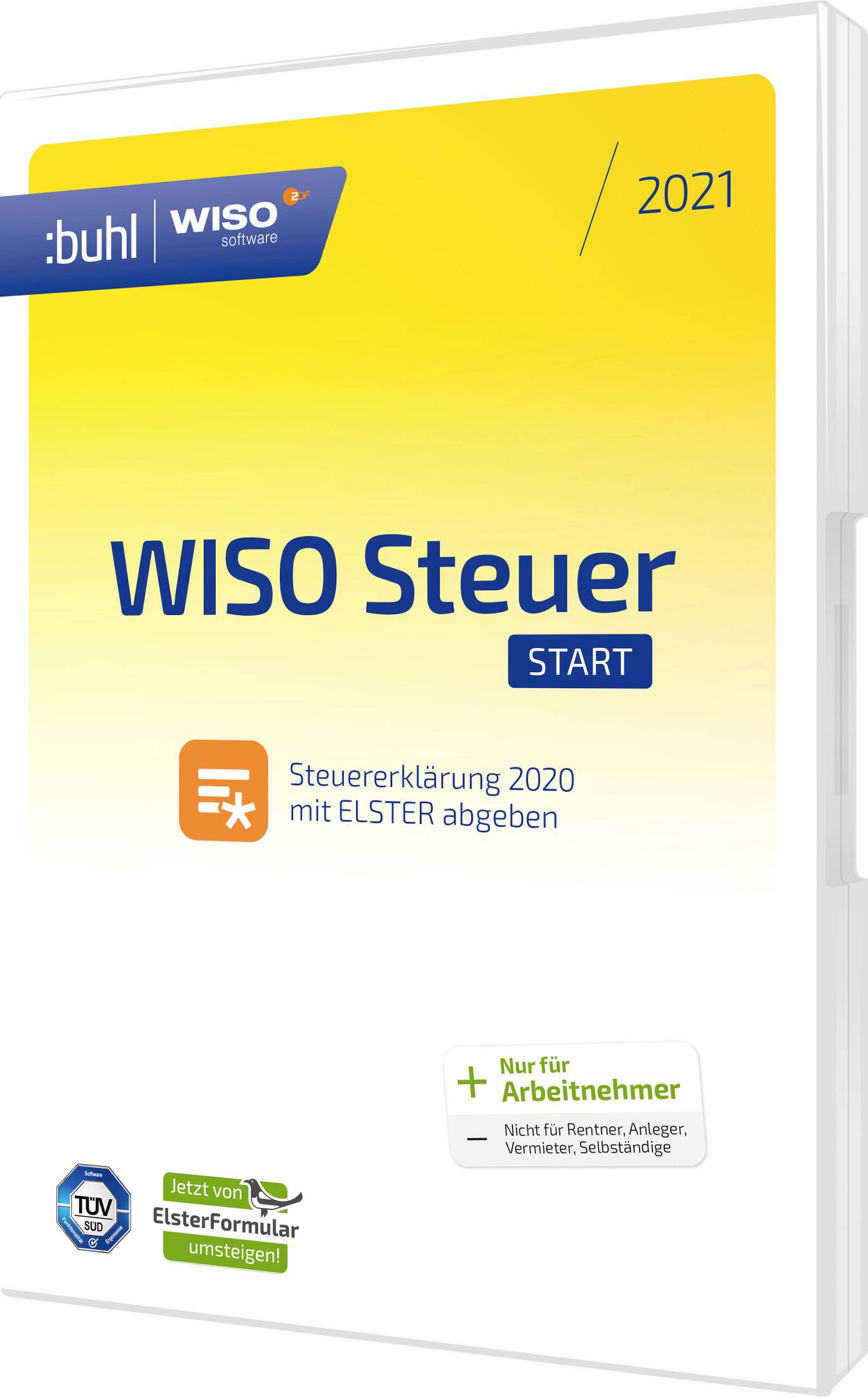WISO Steuer Start 2021 (DVD-Box) Jahreslizenz, 1 Lizenz Windows Steuer-Software