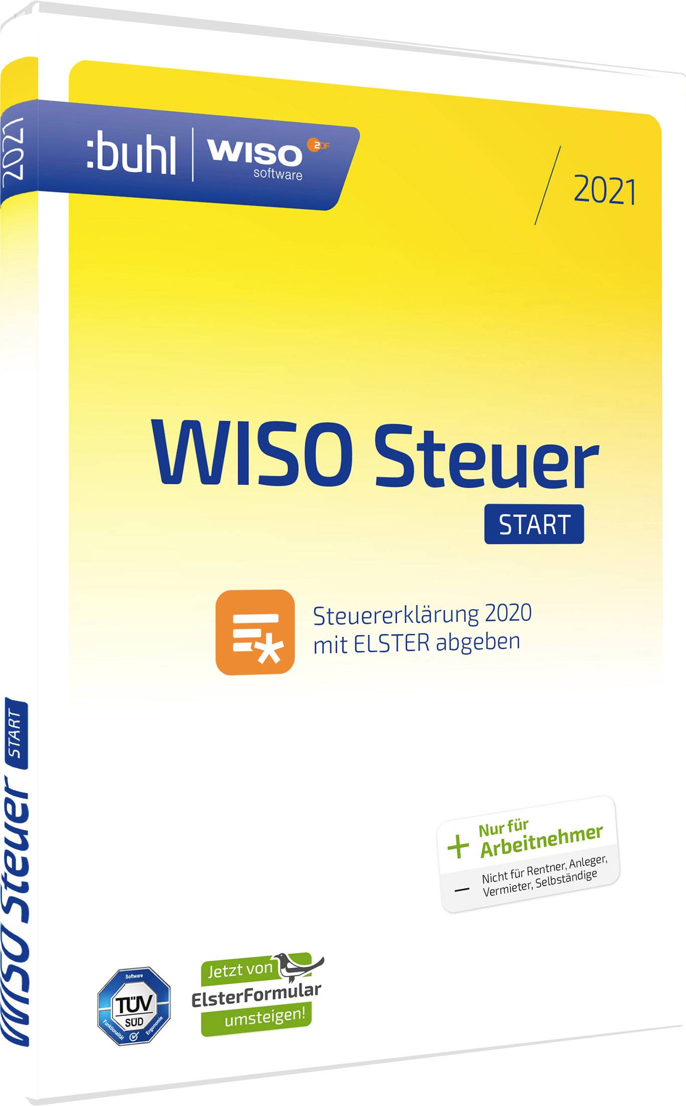 WISO Steuer Start 2021 (DVD-Box) Jahreslizenz, 1 Lizenz Windows Steuer-Software