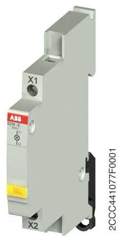 Ein schmaler, grauer elektrischer Schalter mit Anschlüssen X1 und X2. Logo und Produktnummer sind auf der Oberfläche sichtbar.