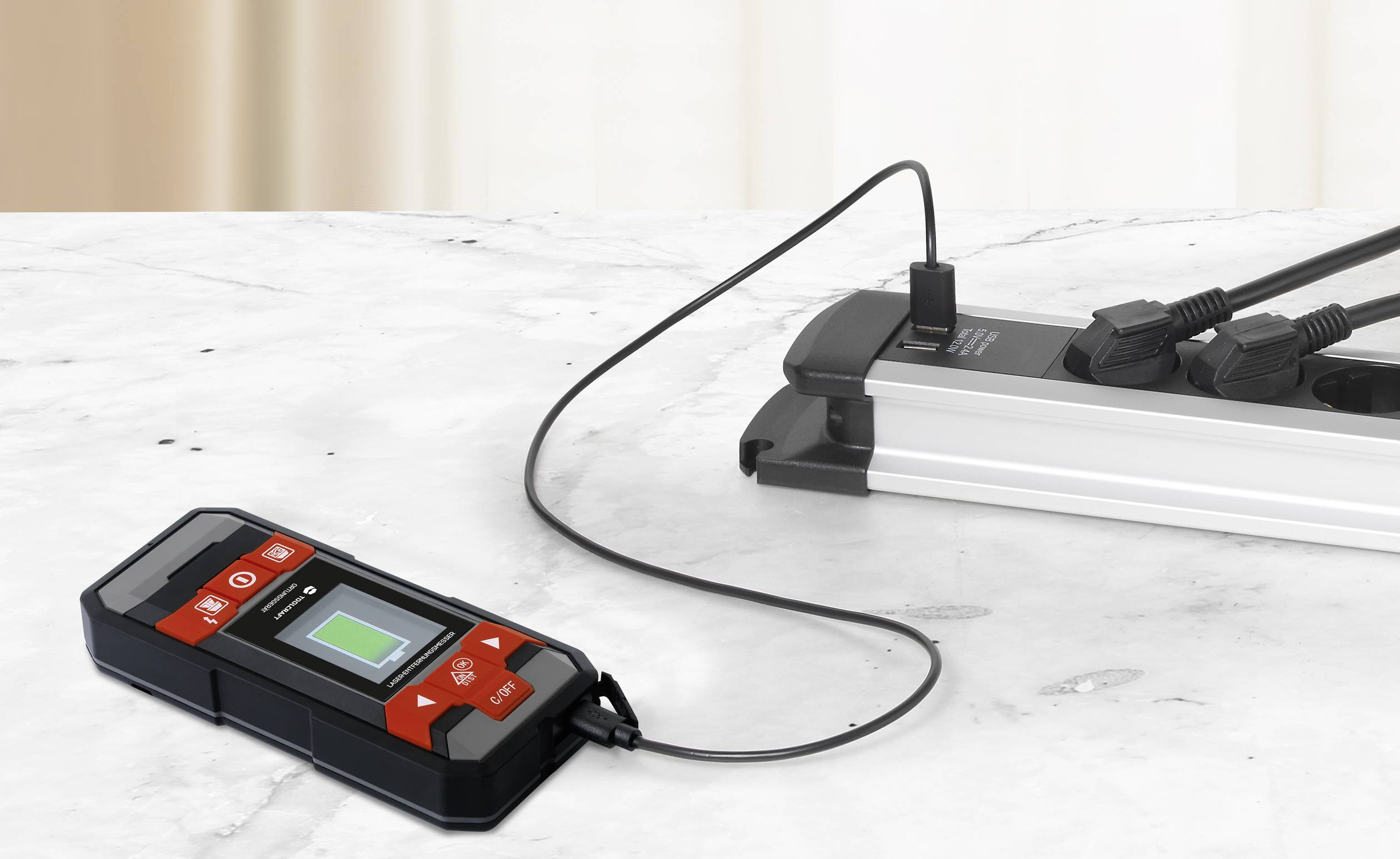 TOOLCRAFT Ortungsgerät inkl. Laser-Entfernungsmesser LDM D30 TO-6994572 Geeignet für nicht eisenhaltiges Metall