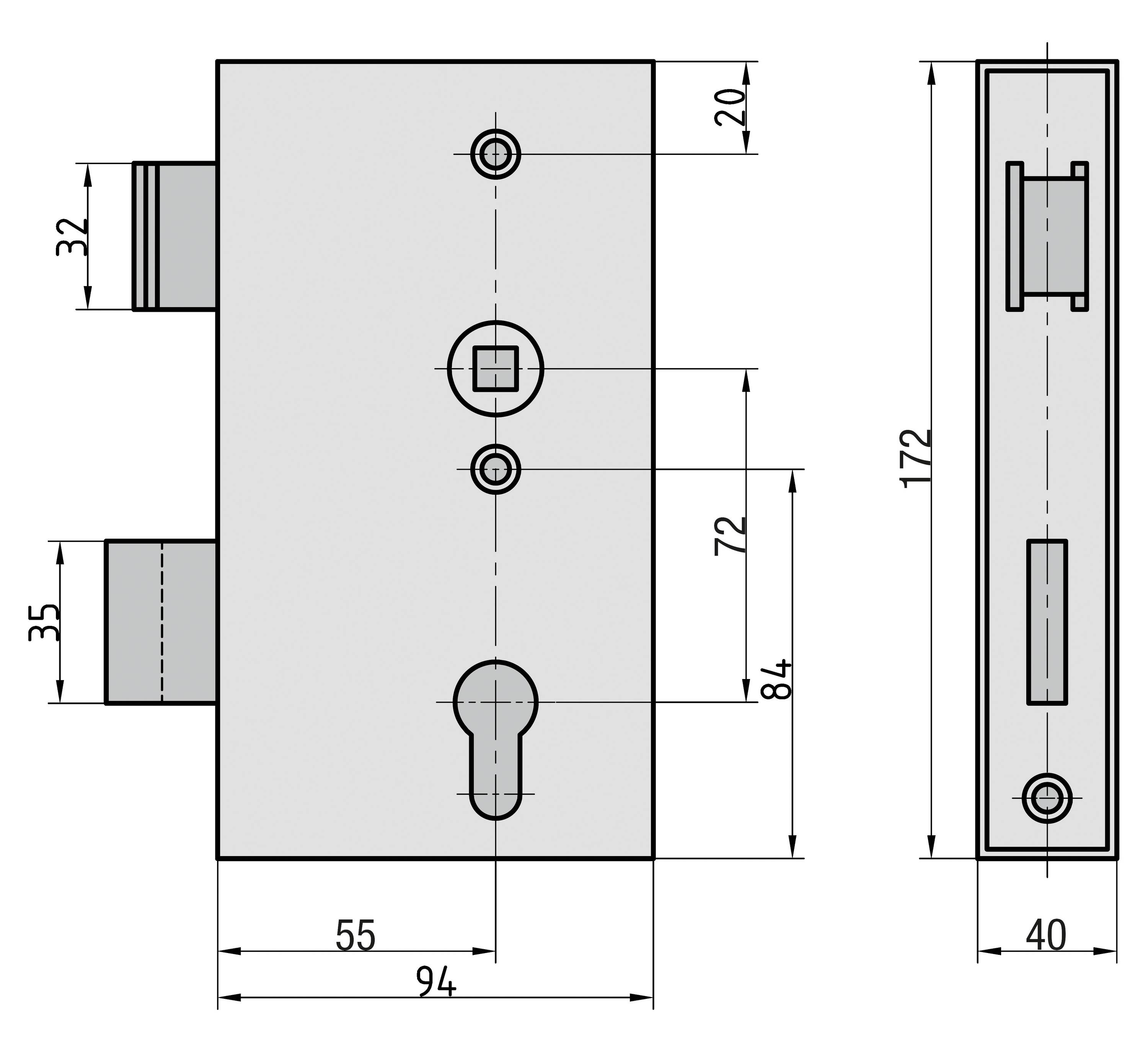 Basi 9900-4055 Einsteck-Haustürschloss Eisen