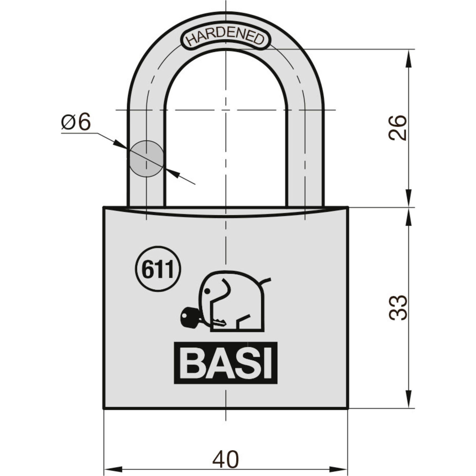 Basi 6110-4000 Vorhängeschloss 40mm Messing