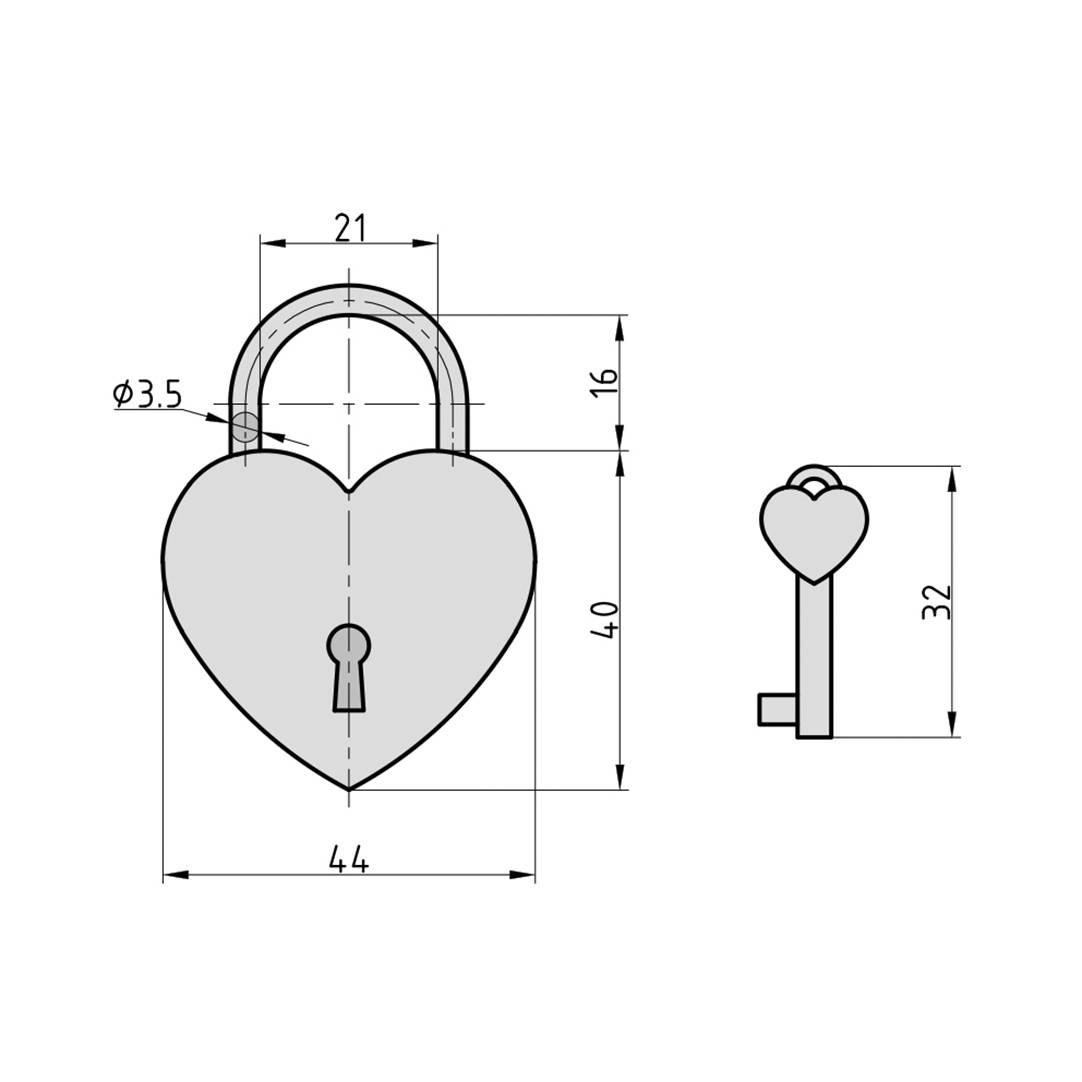 Basi 0006-0701 Vorhängeschloss 45mm Liebesschloss Gold