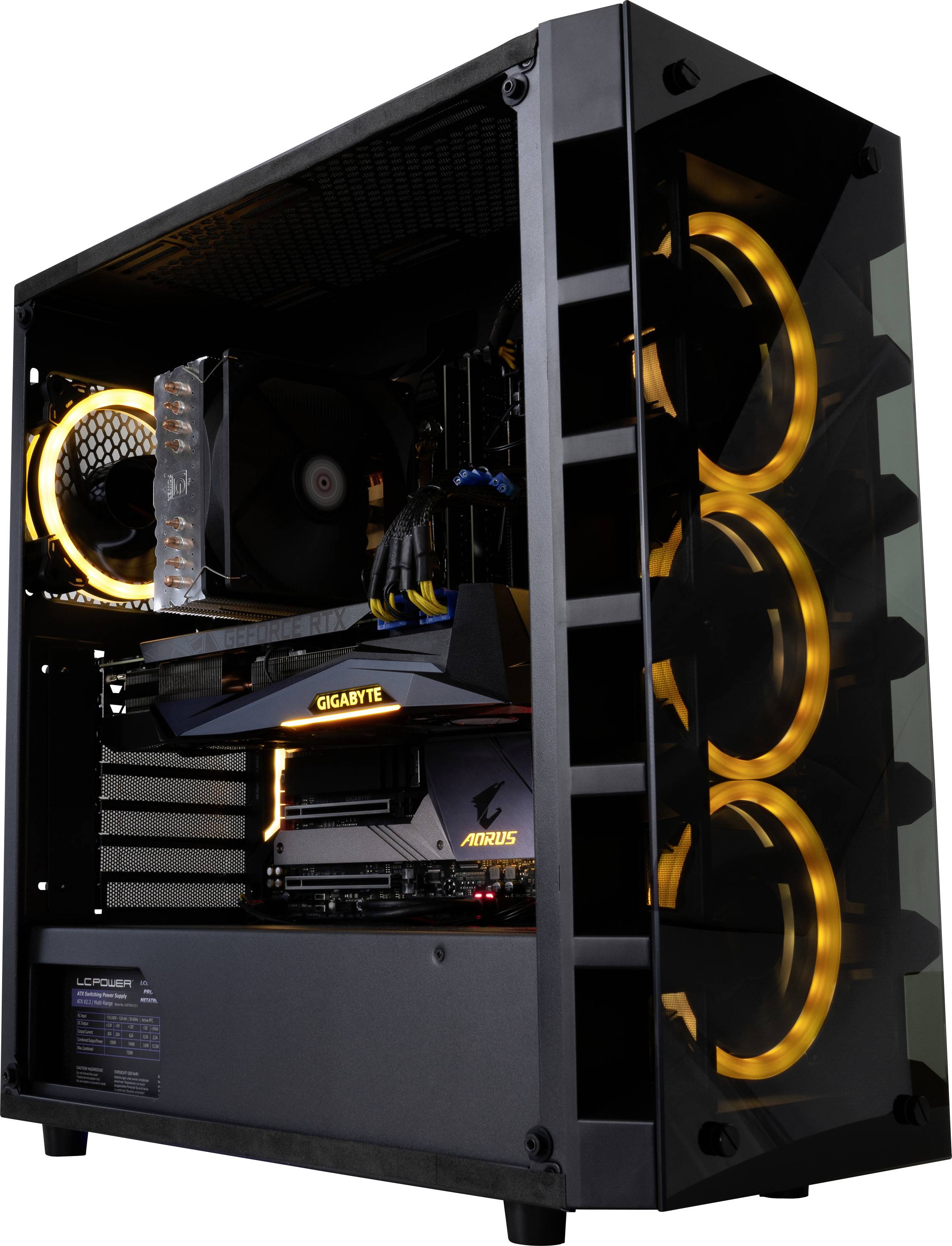 LC Power Gaming 709B Midi-Tower Gaming-Gehäuse Schwarz 4 Vorinstallierte LED Lüfter, Seitenfenster, Staubfilter