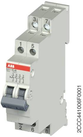 'ABB Sicherungsautomat E211-16-00', zweipoliger Schutzschalter für elektrische Installationen. Modellnummer auf der Seite sichtbar.