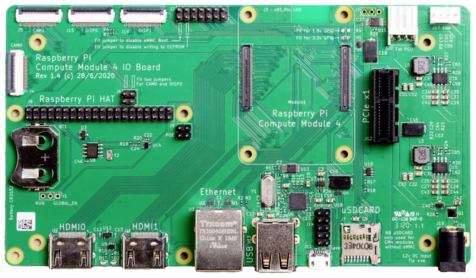 Raspberry Pi® RPI CM4 IO BOARD I/O Modul Passend für (Entwicklungskits): Raspberry Pi®