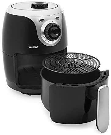 Tristar Heißluft-Fritteuse 2 l 1000 W Überhitzungsschutz, Antihaftbeschichtung, mit Konvektion, Timerfunktion, BPA-frei Schwarz, Silber