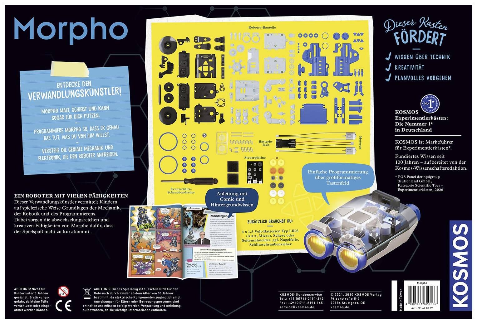 Kosmos Roboter Bausatz Morpho 3in1 Bausatz, Spiel-Roboter 620837