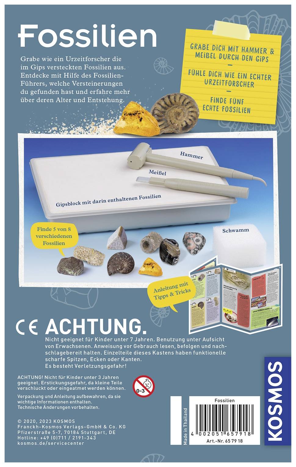 Kosmos 657918 Fossilien Experimente, Mitbring Experimente, Dinosaurier & Ausgrabungssets Experimentierkasten 7 - 12 Jahre