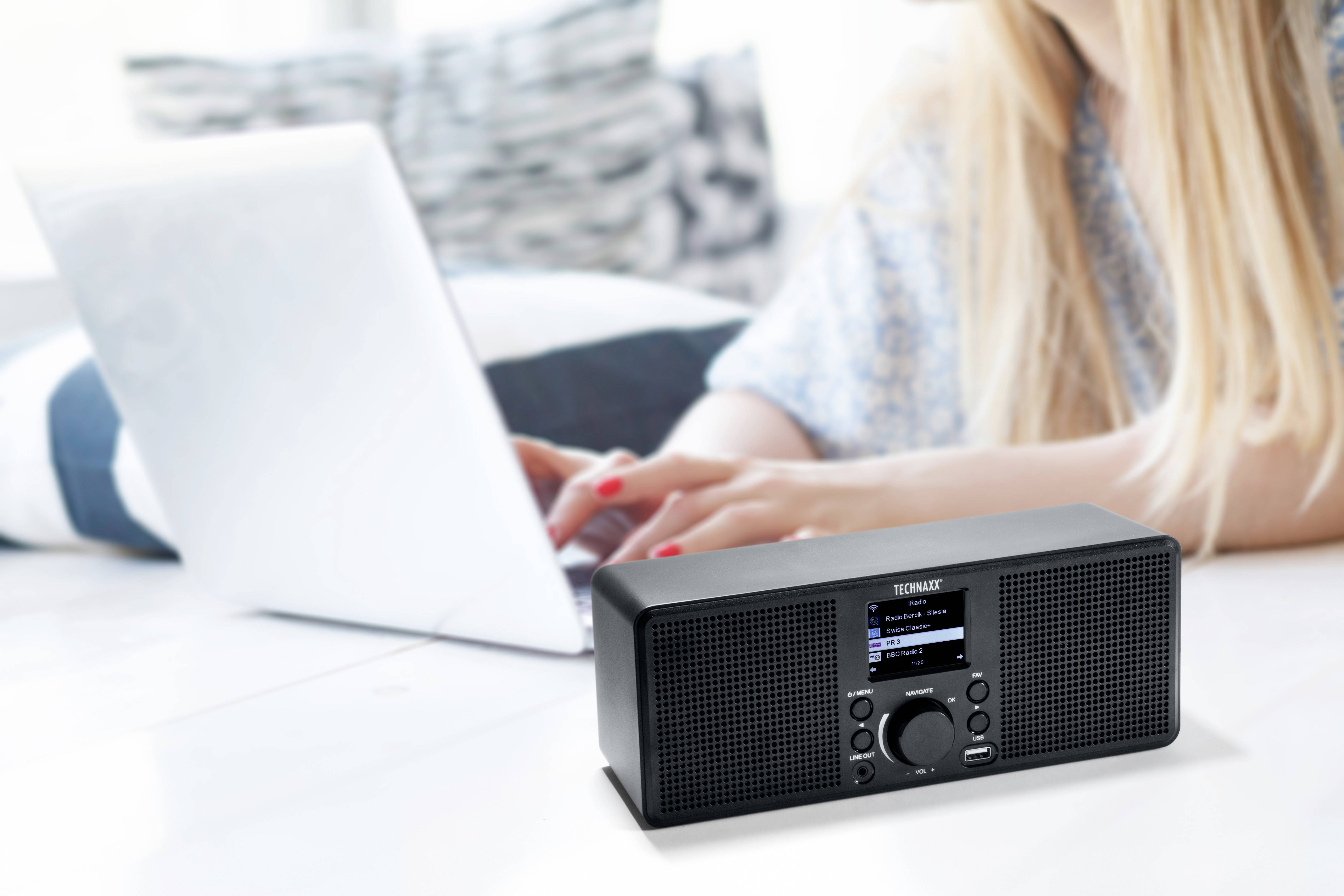 Technaxx TX-153 Internet Tischradio Internet USB, WLAN, Internetradio Schwarz