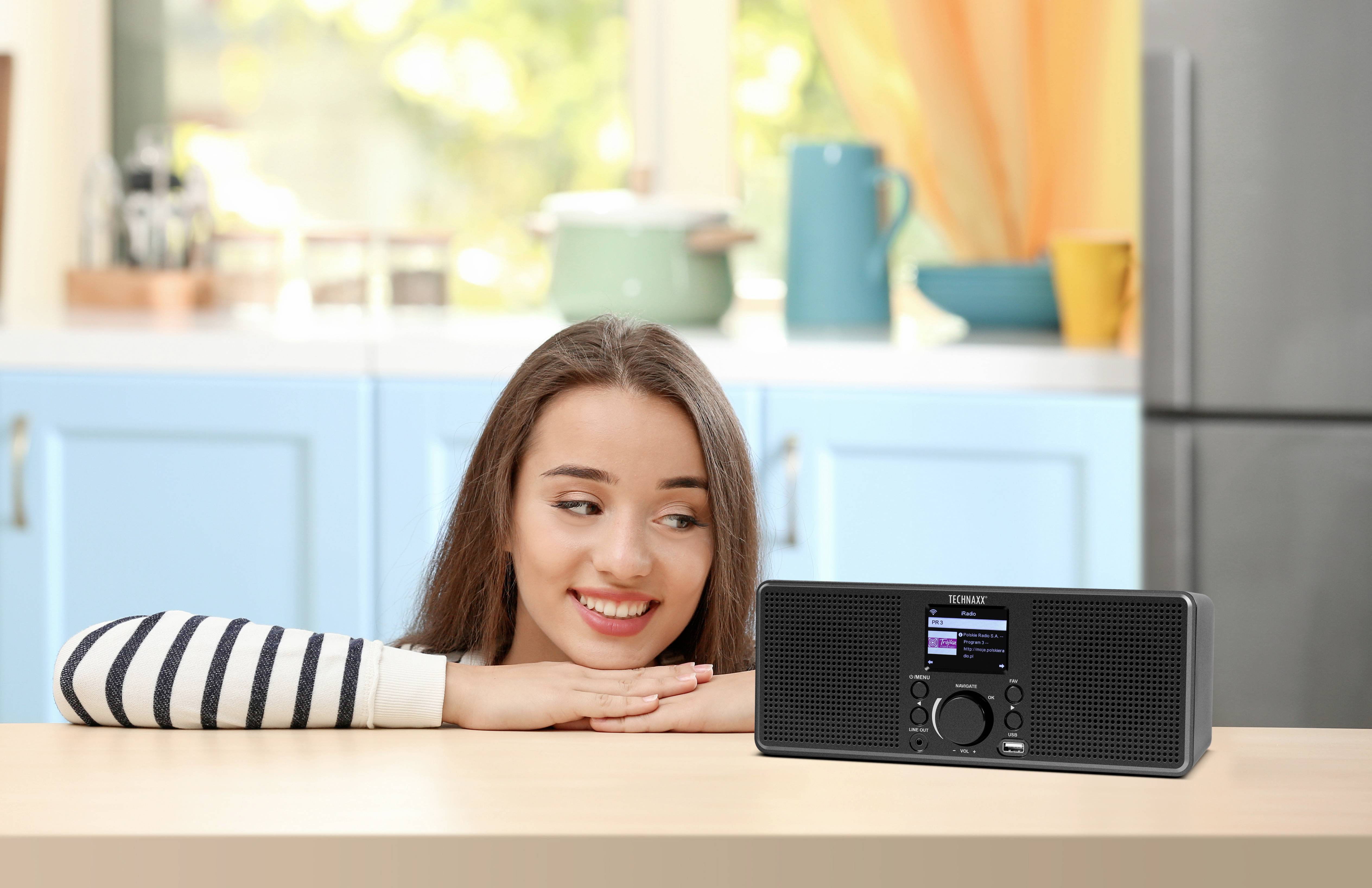 Technaxx TX-153 Internet Tischradio Internet USB, WLAN, Internetradio Schwarz