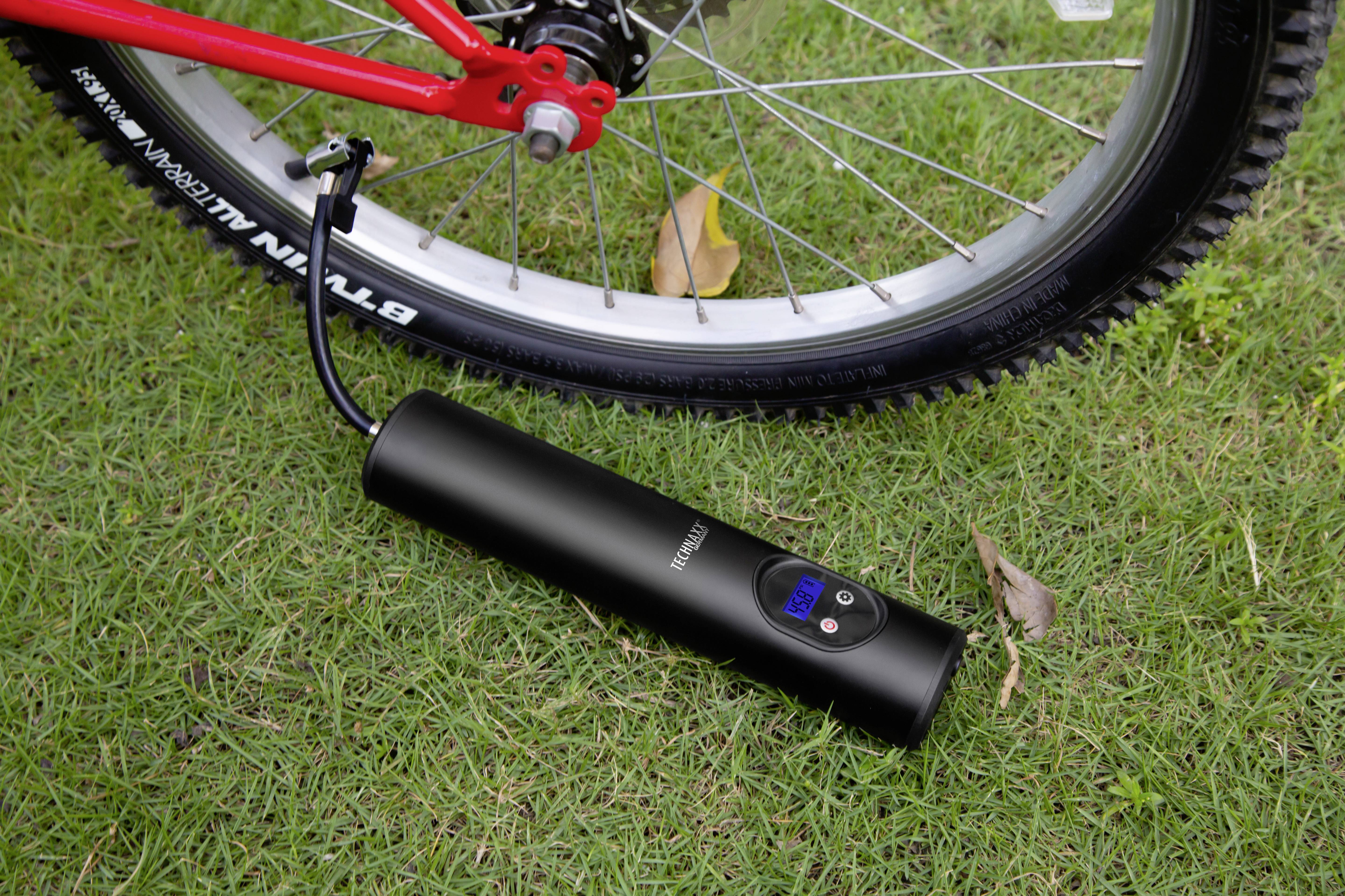 Technaxx 4906 Kompressor TX-157 8 bar Aufbewahrungs-Box/-Tasche, Digitales Display, Inkl. 1 Akku, mit Arbeitslampe, Automatische