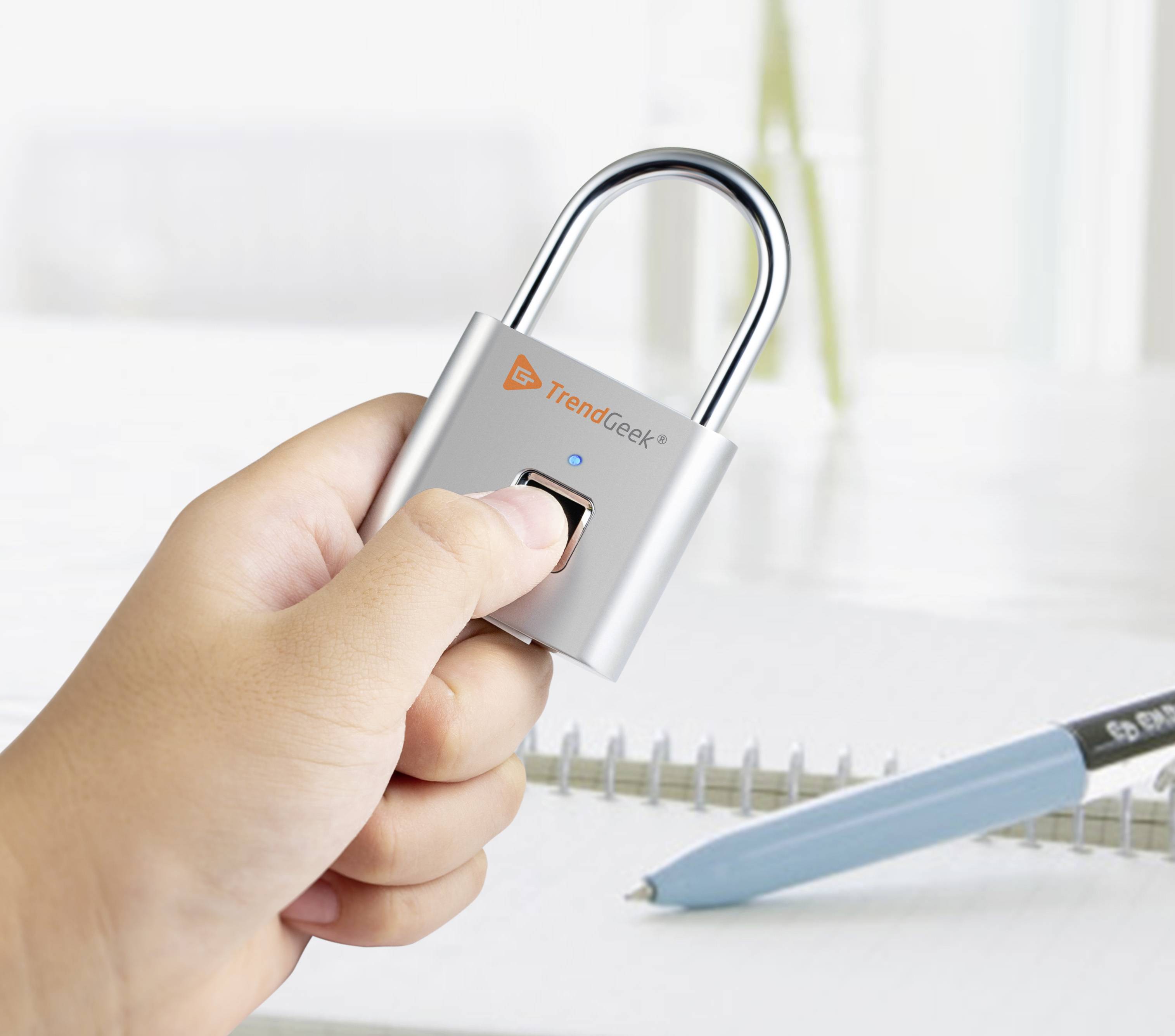 TrendGeek 4910 Vorhängeschloss 45 mm Silber Fingerabdruckschloss