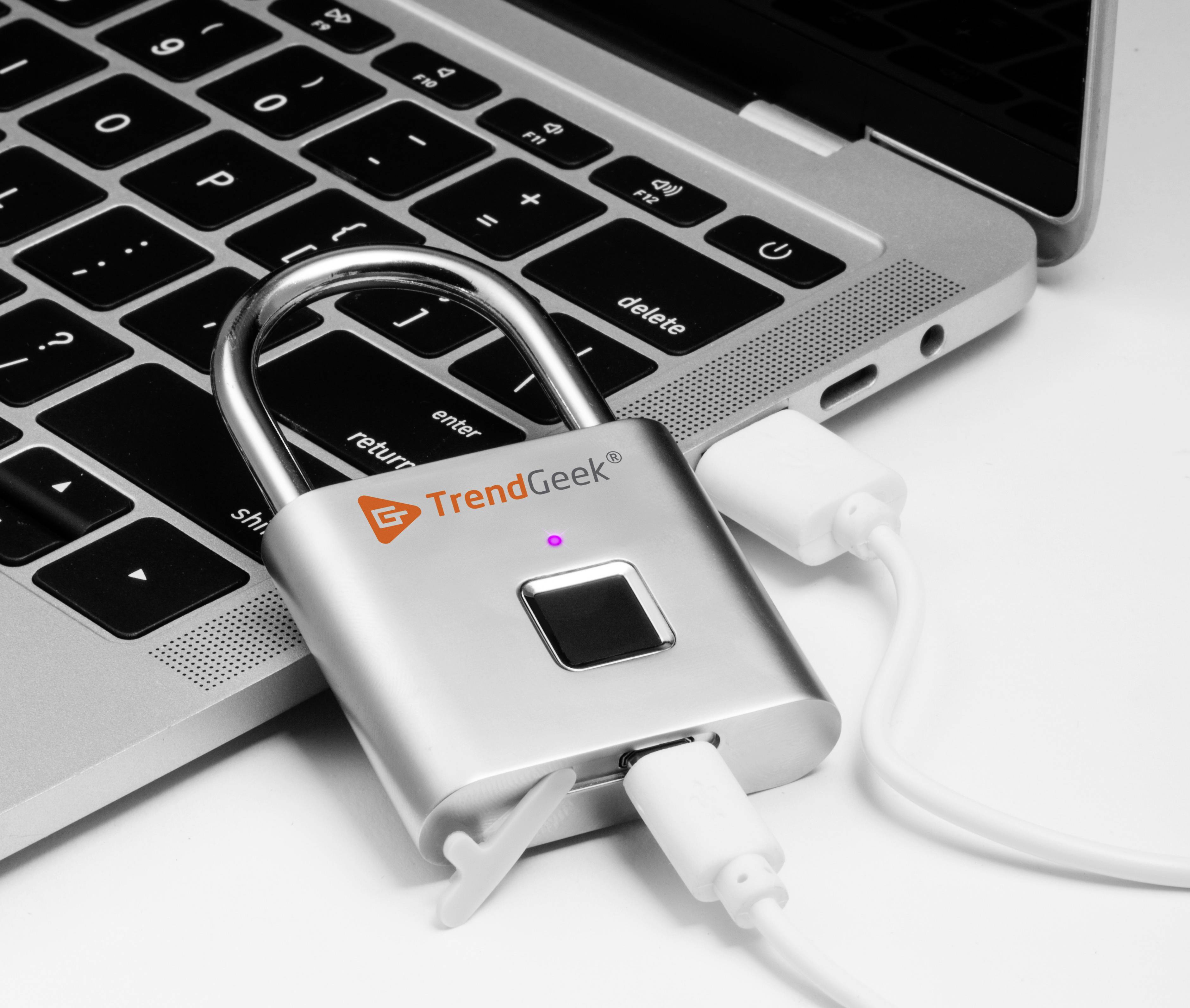 TrendGeek 4910 Vorhängeschloss 45 mm Silber Fingerabdruckschloss