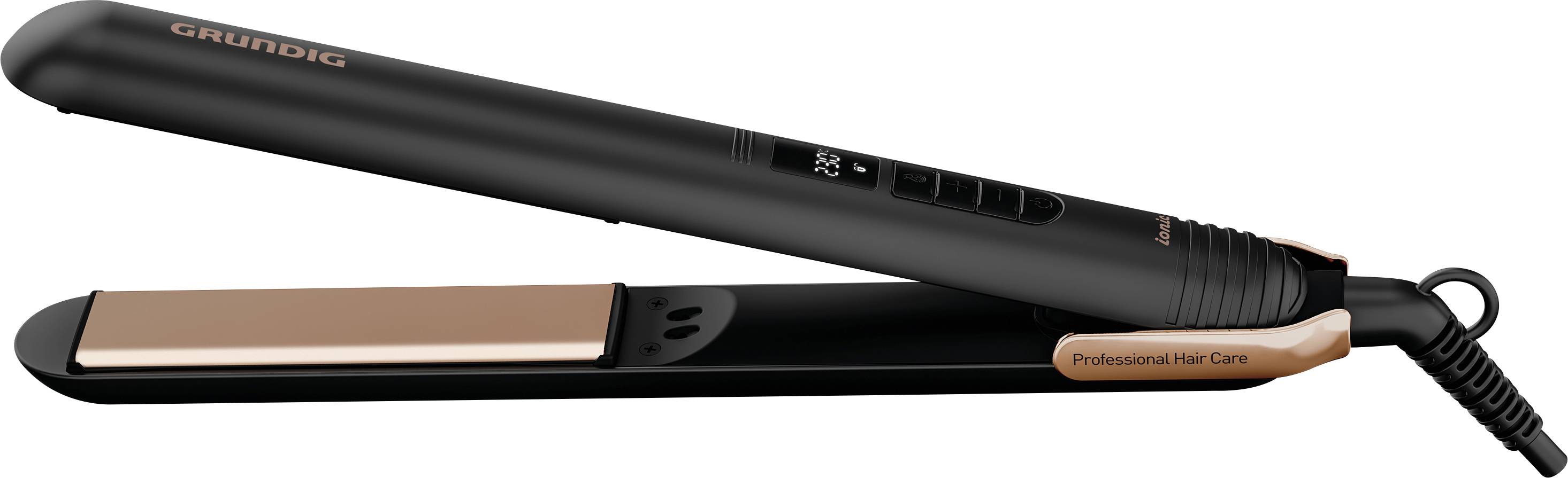 Grundig NaturaShine Hair Styler Straight & Curls HS 7030 Glätteisen Schwarz, Roségold