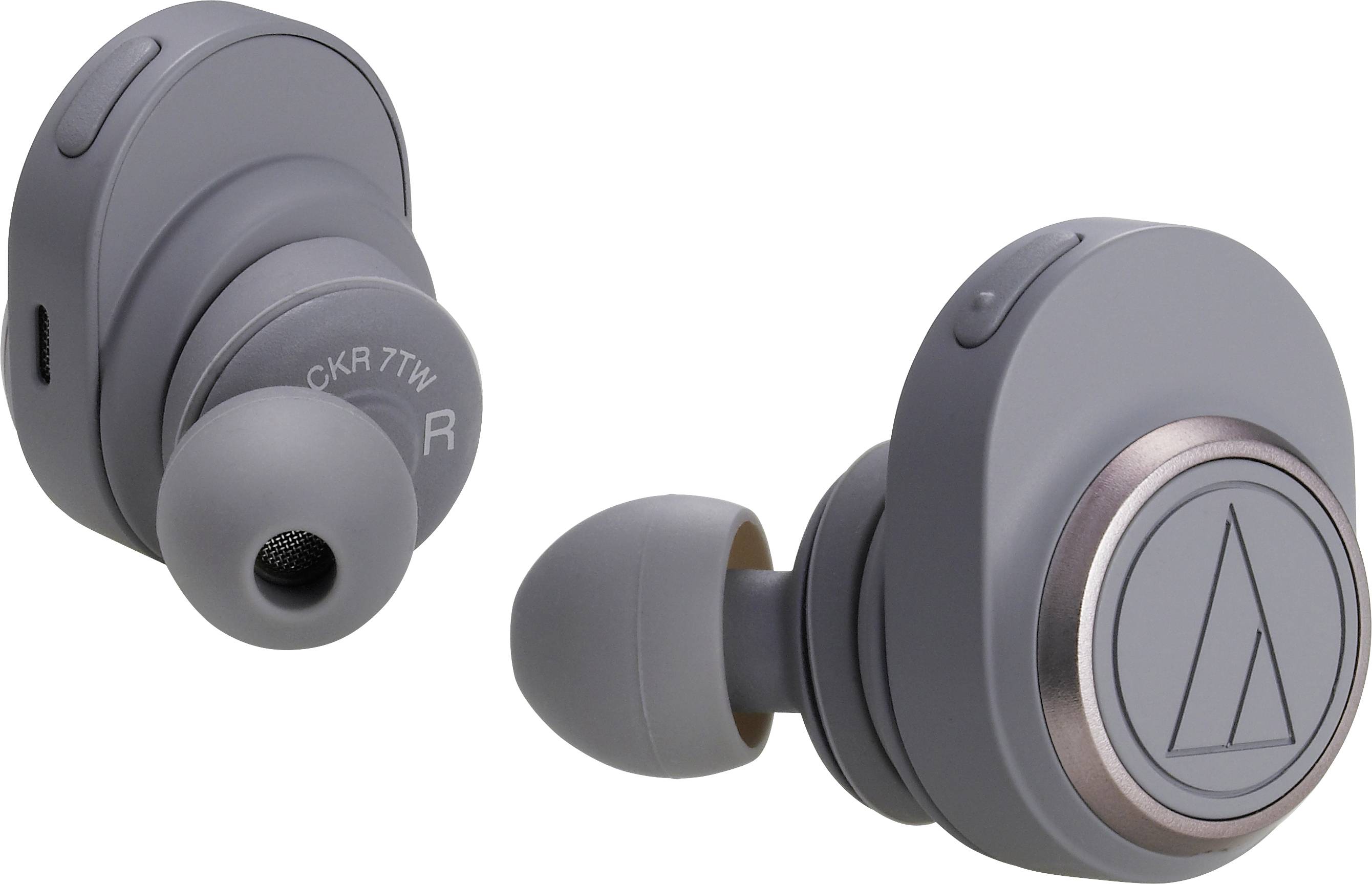 Audio Technica ATH-CKR7TW In Ear Kopfhörer Bluetooth® Grau Lautstärkeregelung