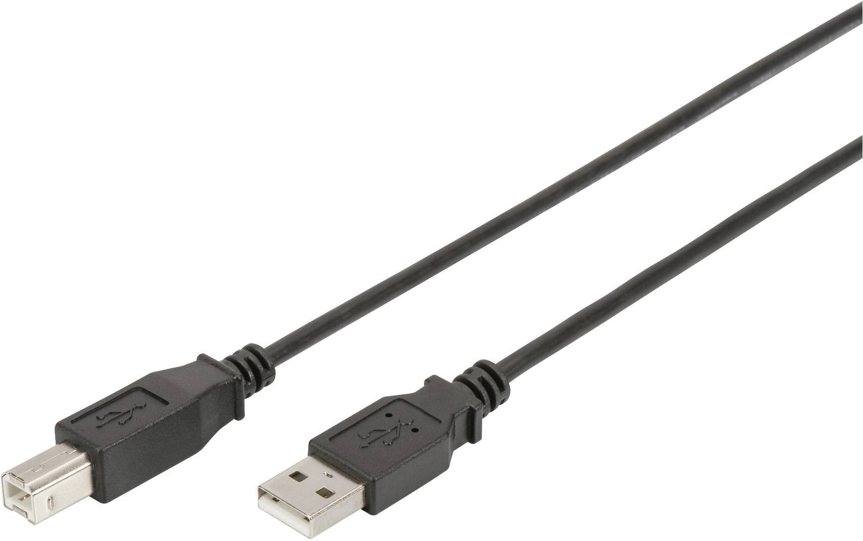 Digitus USB-Kabel USB 2.0 USB-A Stecker, USB-B Stecker 1.80 m Schwarz 10 St. Geschirmt, doppelt ges