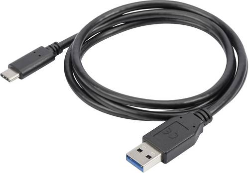 Digitus USB-Kabel USB 3.2 Gen1 (USB 3.0 / USB 3.1 Gen1) USB-C™ Stecker, USB-A Stecker 1.00m Schwar