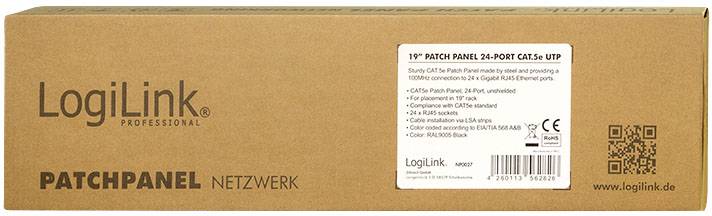 LogiLink NP0027 24 Port Patch-Panel 483 mm (19") CAT 5e 1 HE