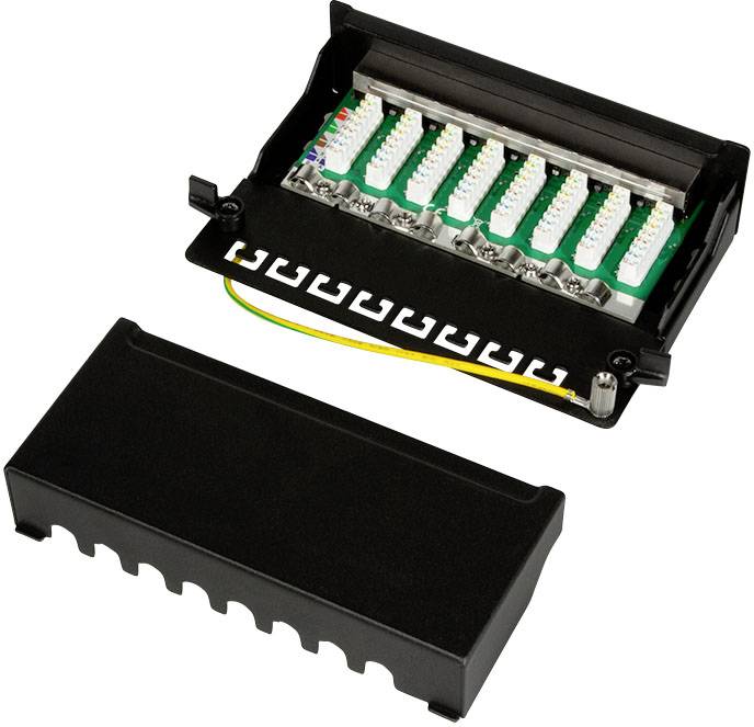 Ein geöffnetes elektrisches Anschlussgehäuse mit mehreren Kabelanschlüssen und einem abnehmbaren Deckel, zeigt die interne Verkabelung.