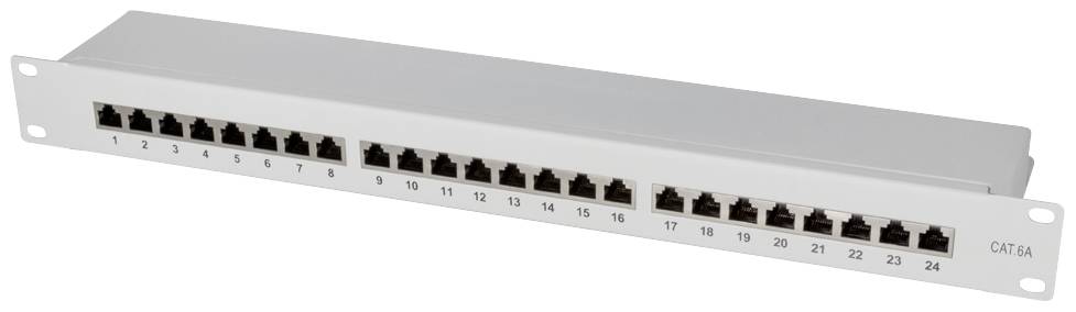 LogiLink NP0060 24 Port Patch-Panel 483mm (19") CAT 6a 1 HE Grau
