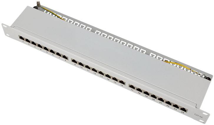 LogiLink NP0060 24 Port Patch-Panel 483mm (19") CAT 6a 1 HE Grau