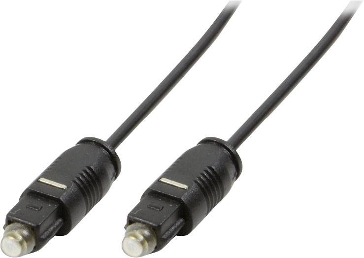 Zwei schwarze optische Audiokabel mit Toslink-Steckern.