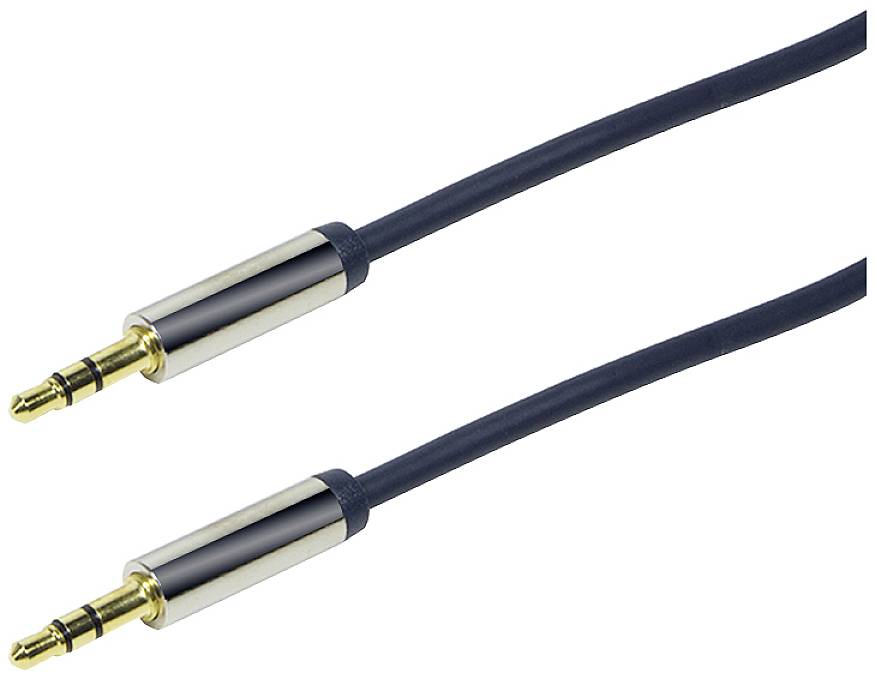 Zwei 3,5-mm-Audiokabel mit schwarzem Kabel und silbernem Stecker, verwendet für Kopfhörer oder Lautsprecheranschlüsse.