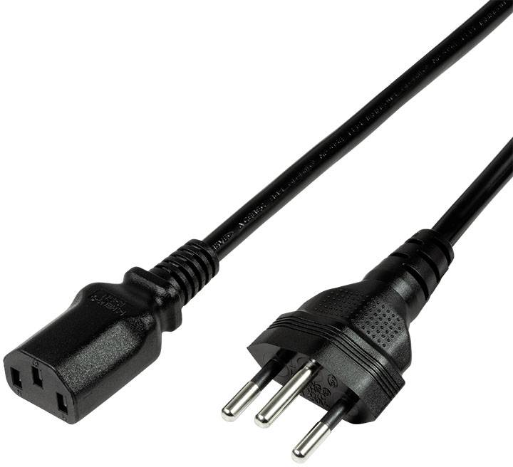 LogiLink Strom Anschlusskabel [1x Schweiz-Stecker - 1x Kaltgeräte-Stecker C13] 1.80 m Schwarz