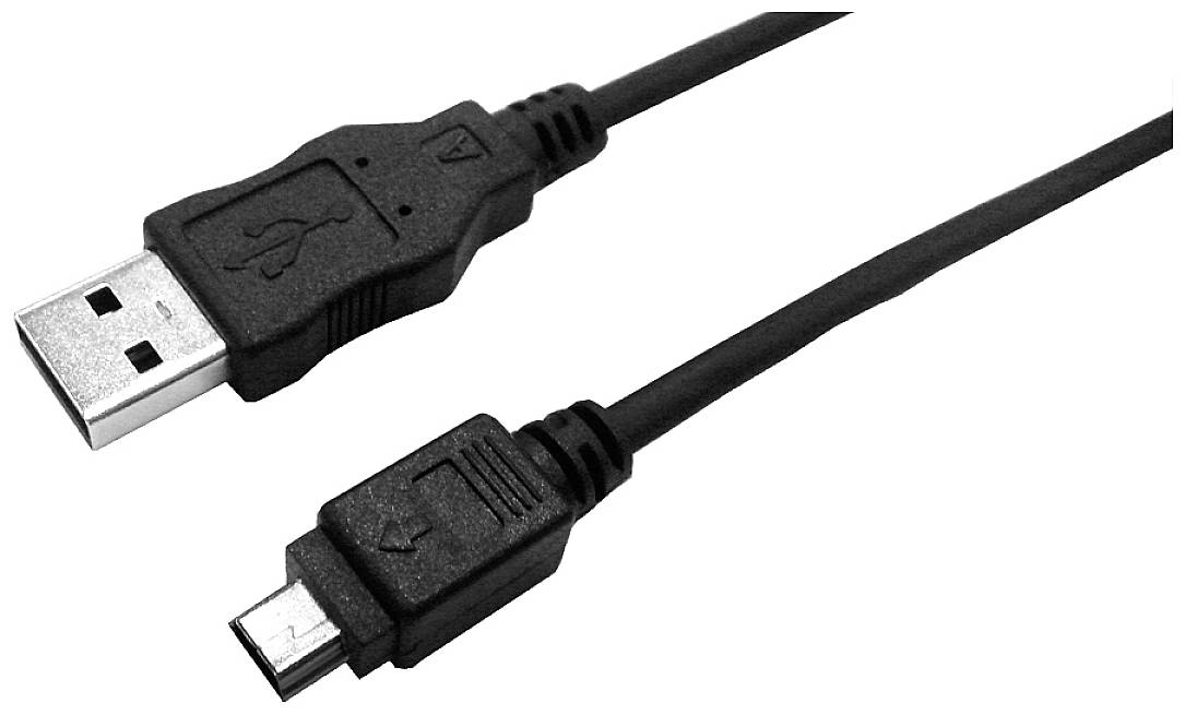 Ein USB-Kabel, das oben einen Standard-USB-Stecker und unten einen Micro-USB-Stecker hat, wird gezeigt.