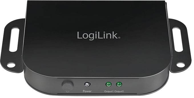 LogiLink CV0142 1 zu 2 HDMI-Splitter mit Aluminiumgehäuse, mit Status-LEDs 3840 x 2160 Pixel Schwarz