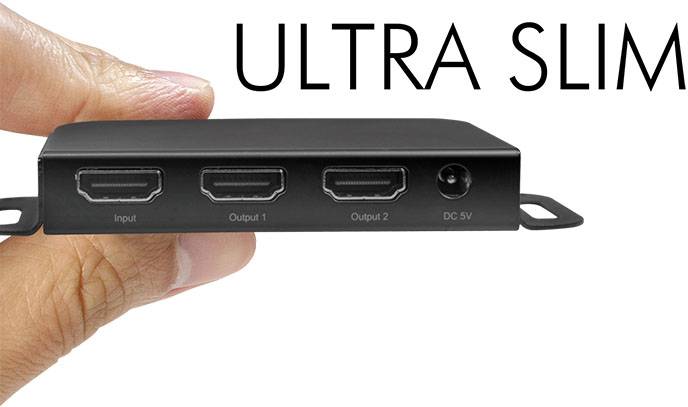 LogiLink CV0142 1 zu 2 HDMI-Splitter mit Aluminiumgehäuse, mit Status-LEDs 3840 x 2160 Pixel Schwarz