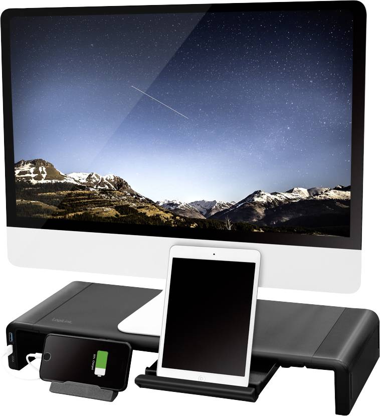 LogiLink BP0141 Monitor-Erhöhung Höhen-Bereich: 8cm (max) Schwarz